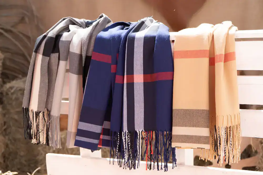 Soft wool scarves in various colours